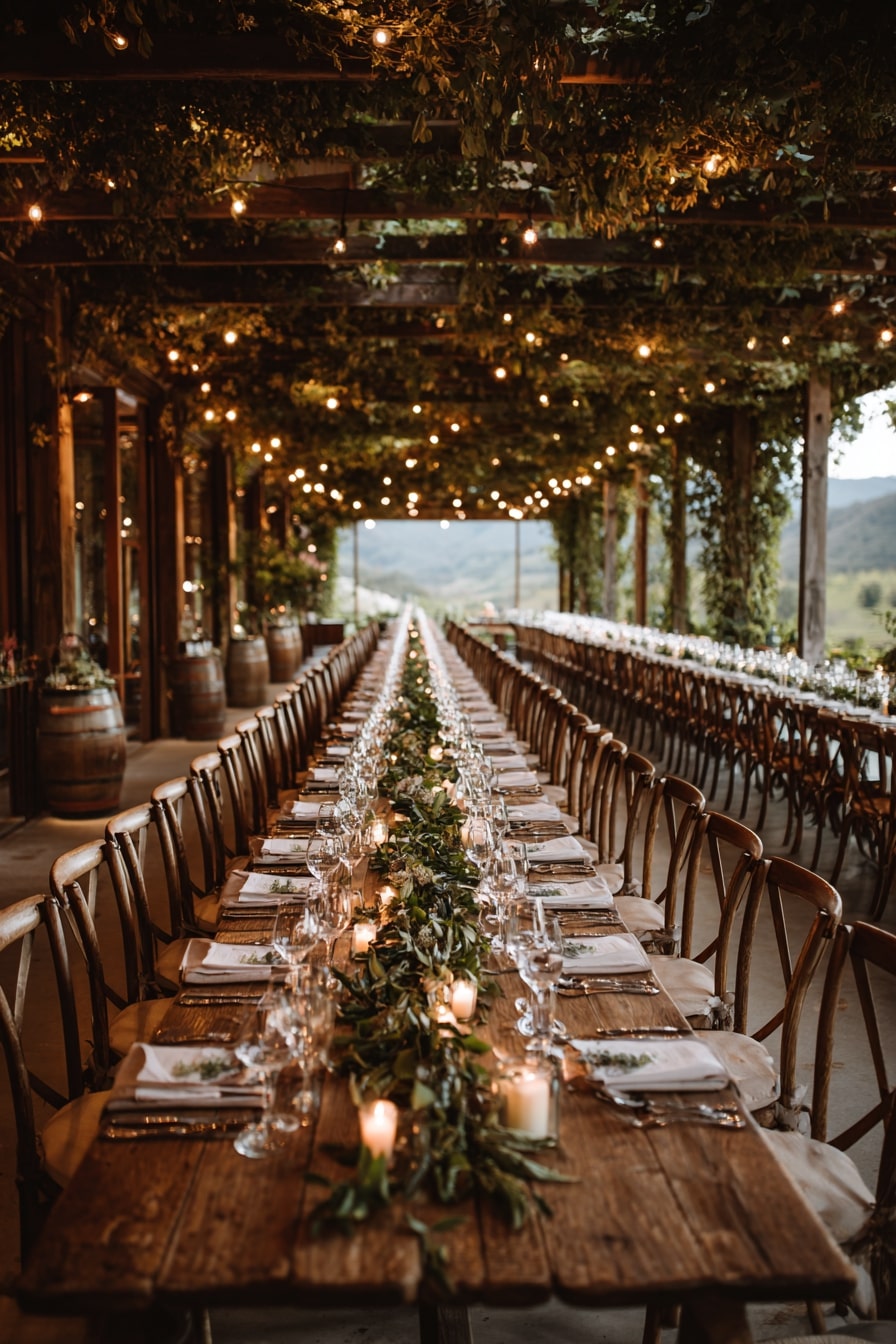 Run Greenery Garlands Down a Farmhouse Table for Rustic Warmth