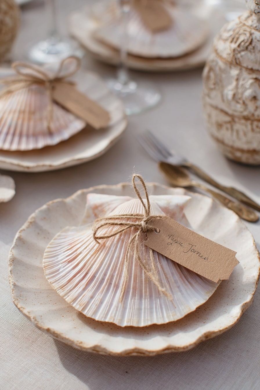 Use Shell Place Cards for Coastal Table Styling
