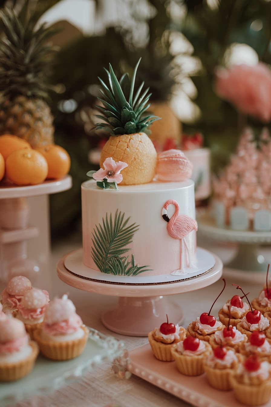 Style a Wedding Cake with Tropical Icons and Pastel Hues