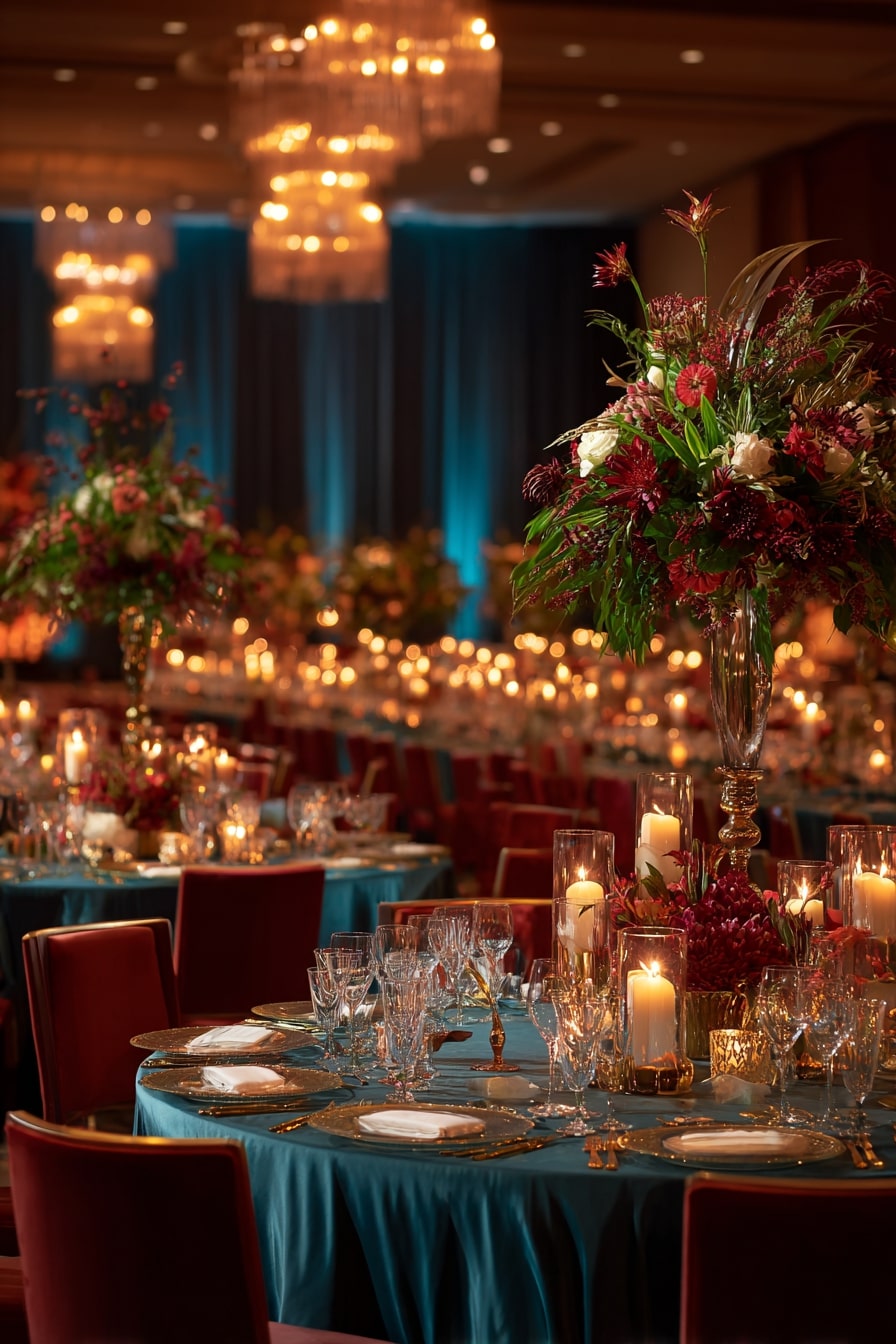 Burgundy Florals for Bold Table Drama