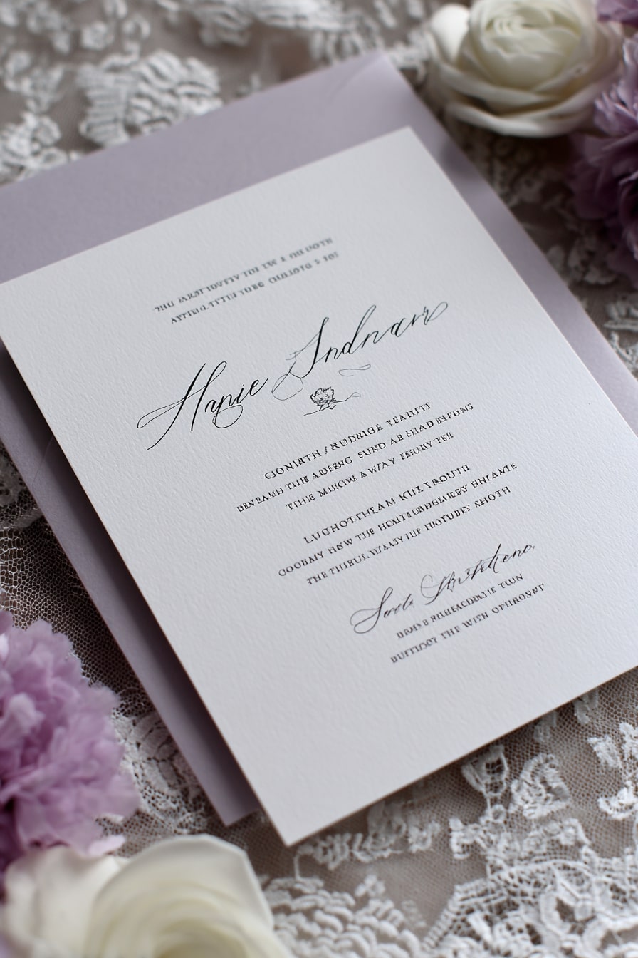 Lavender Backing for Subtle Romantic Stationery