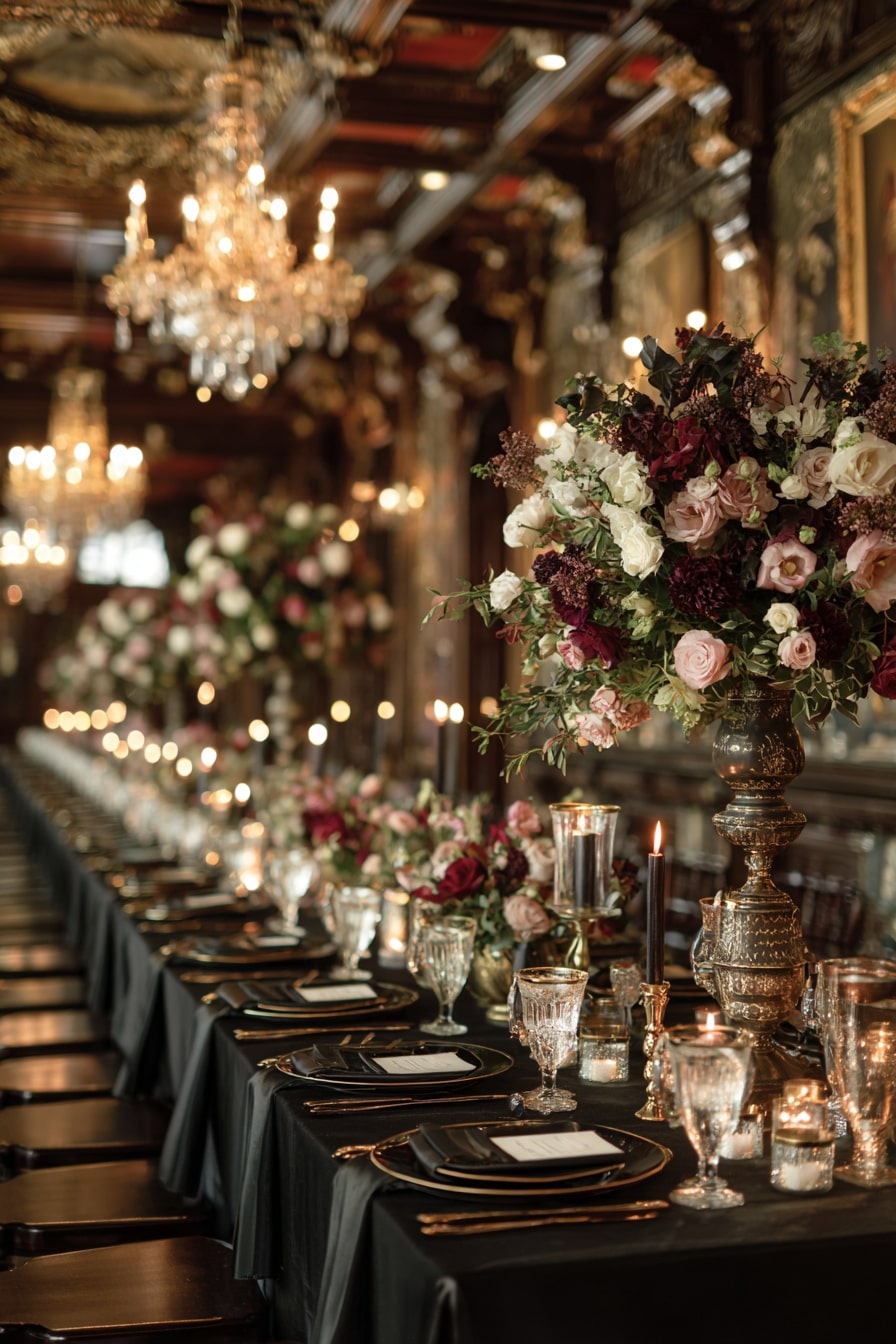 Black Table Linens for Dramatic