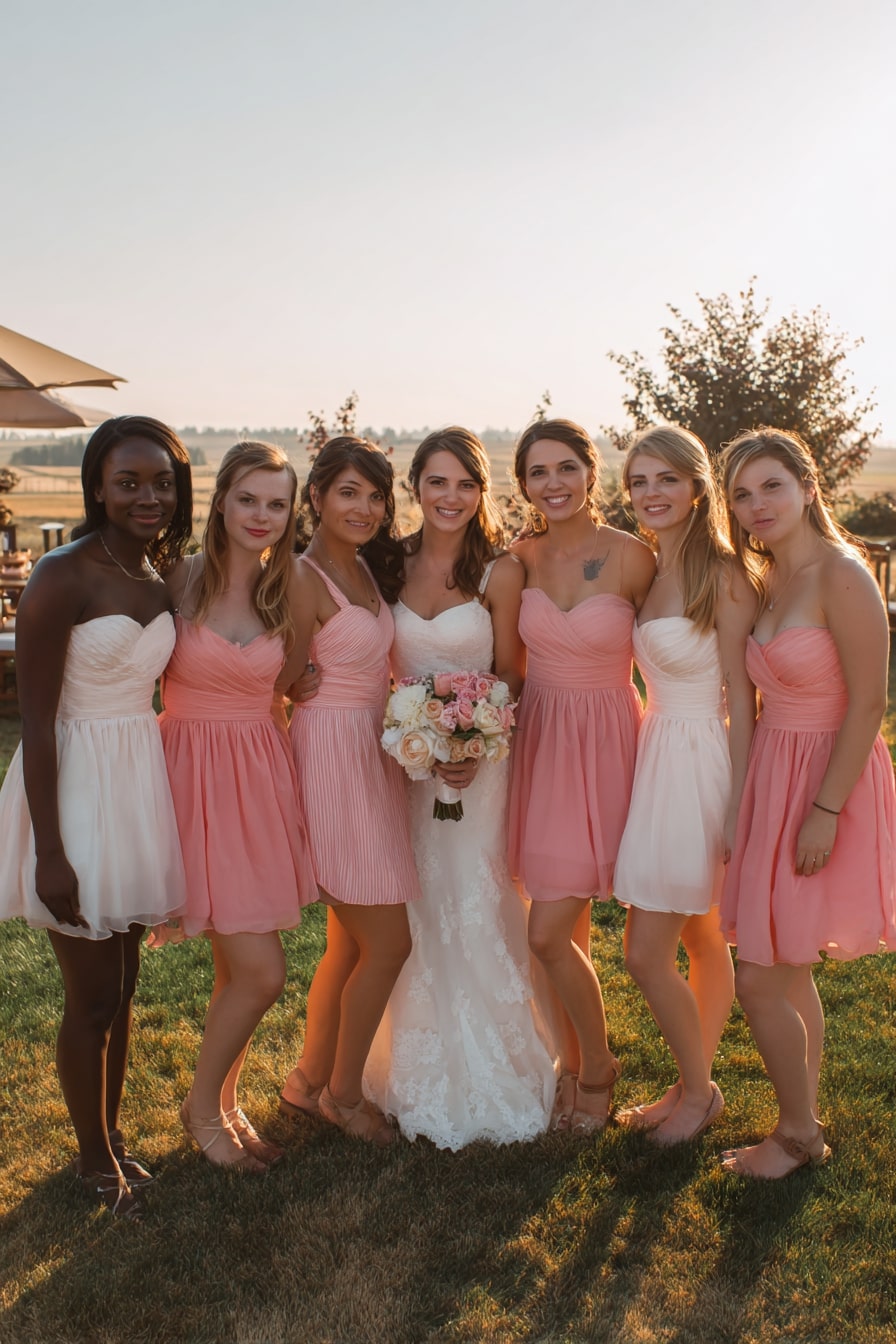 Mix Blush and Ballet Pink Dresses for a Breezy Bridesmaid Look