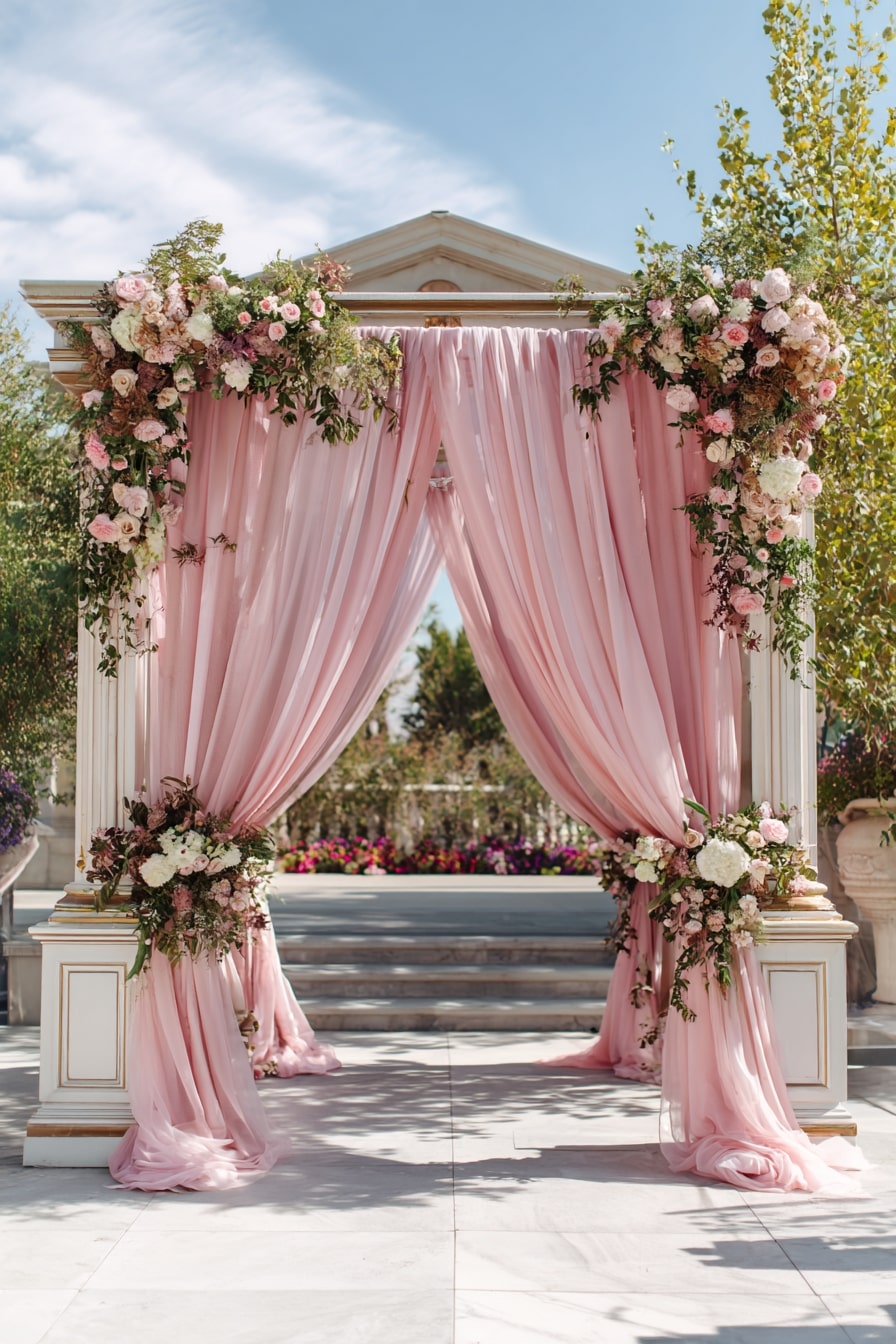 Drape an Archway in Soft Pink for Romantic Framing