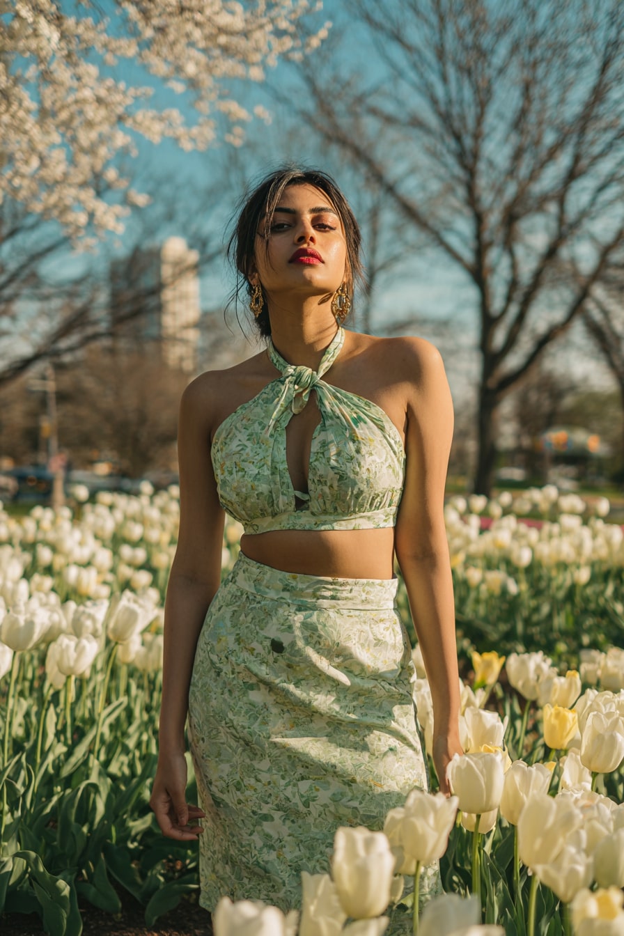 Botanical Halter and Sleek Two-Piece Set