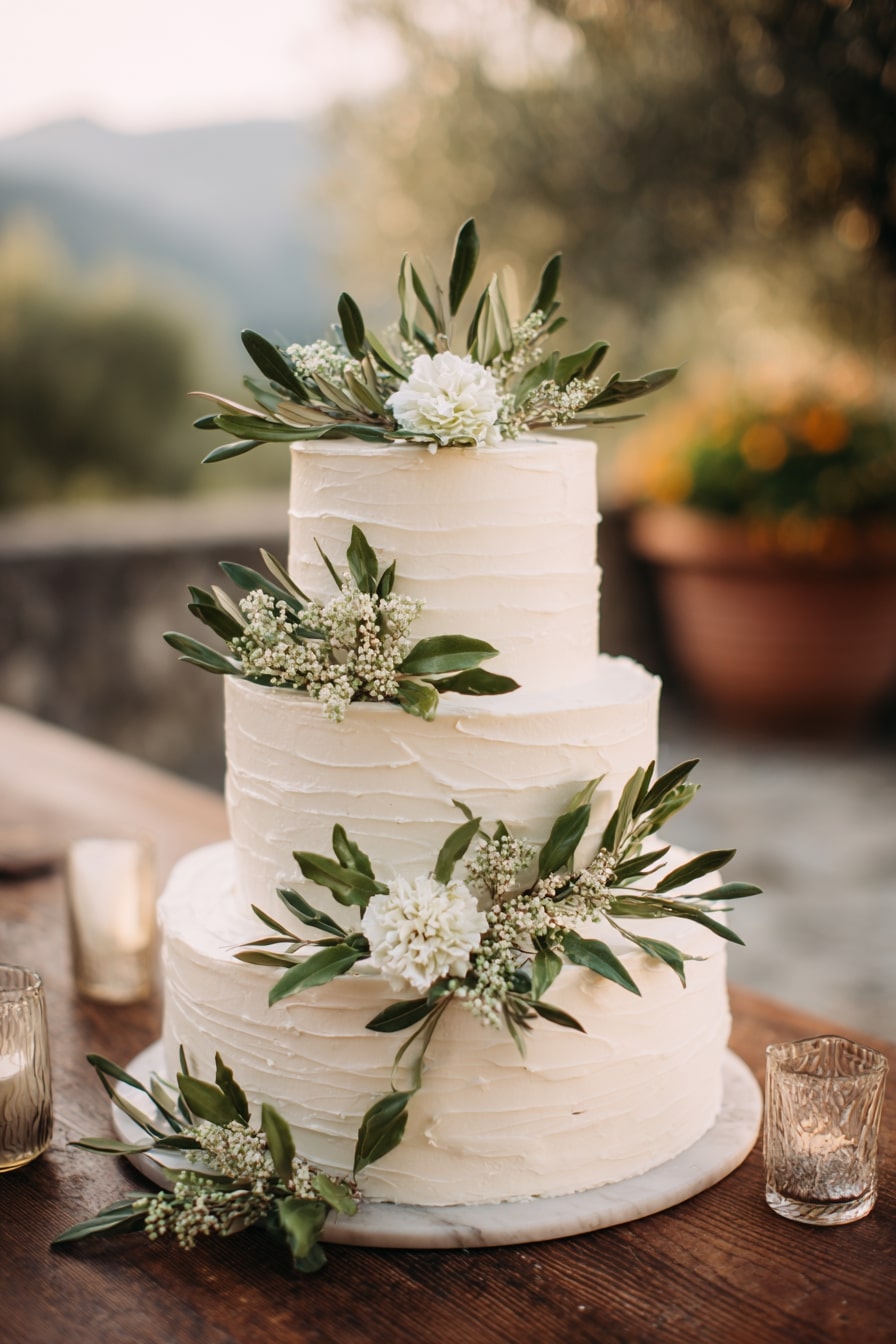 Tiered Cake with Olive Branches