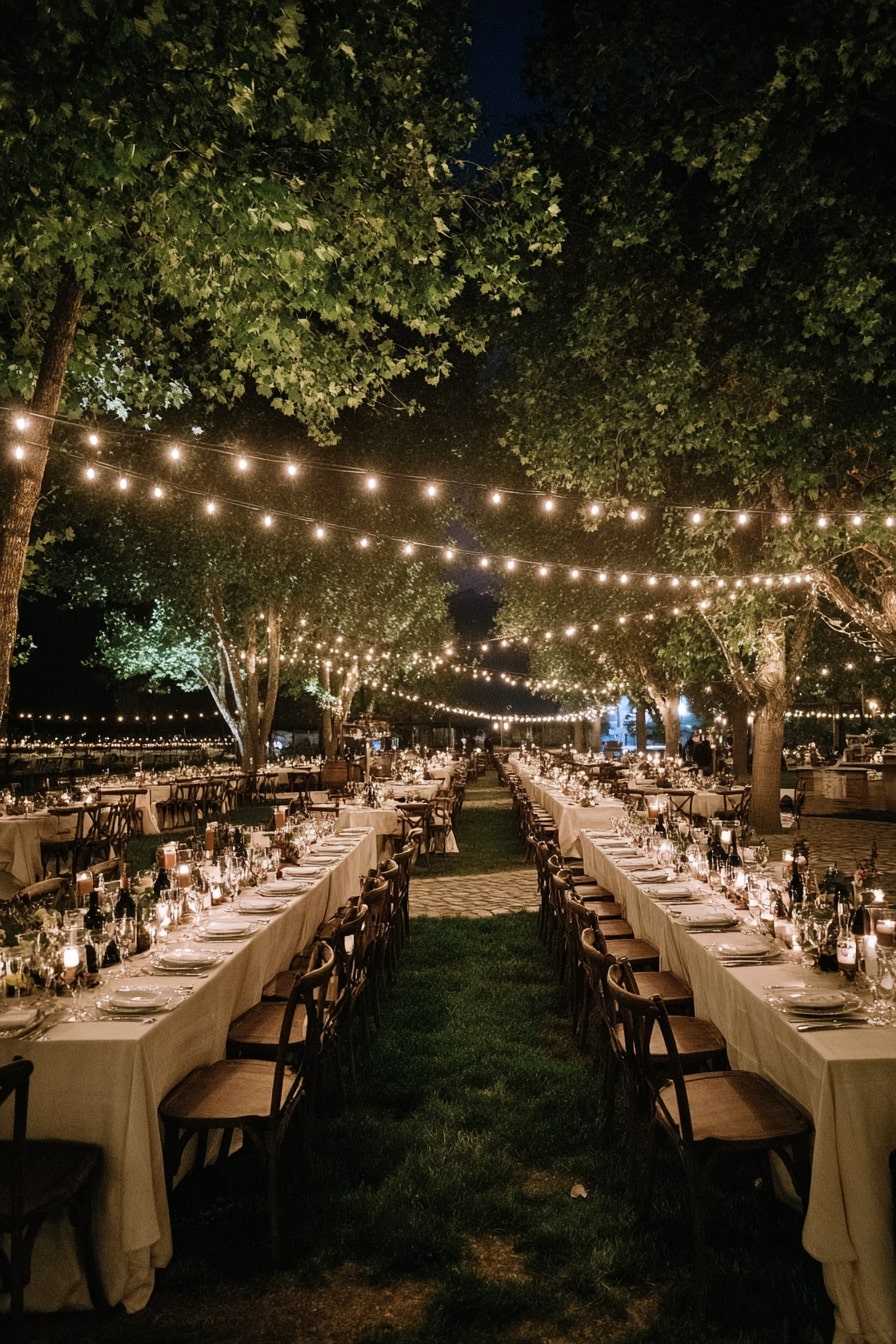 String Lights Over Long Tables for an Intimate Glow